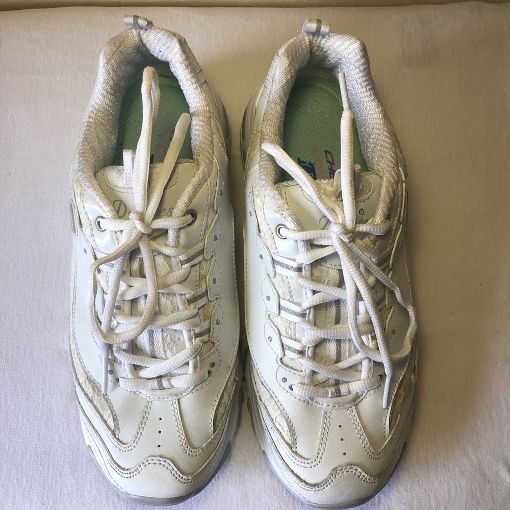 Sketchers D’Lites with lace and silver detail